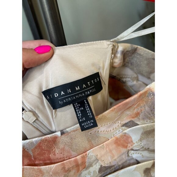 Aidan Mattox Floral Jacquard Off Shoulder Gown Ivory Womens Size 6 - Picture 9 of 11